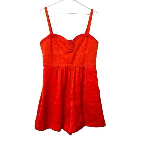 BCBGMaxazria Adjustable Strap Bridget Bustier Short Romper Poppy Orange Large - Picture 1 of 7